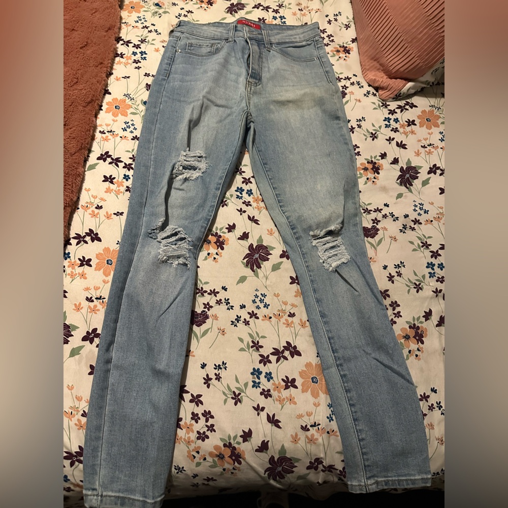 Guess Light Blue Ripped Skinny Jeans